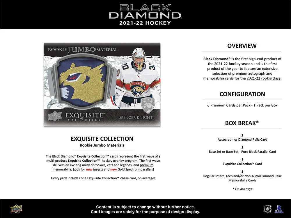 2021-22 Upper Deck Black Diamond Hockey Hobby Box ( Inner Case of 5 Boxes ) - Image 6