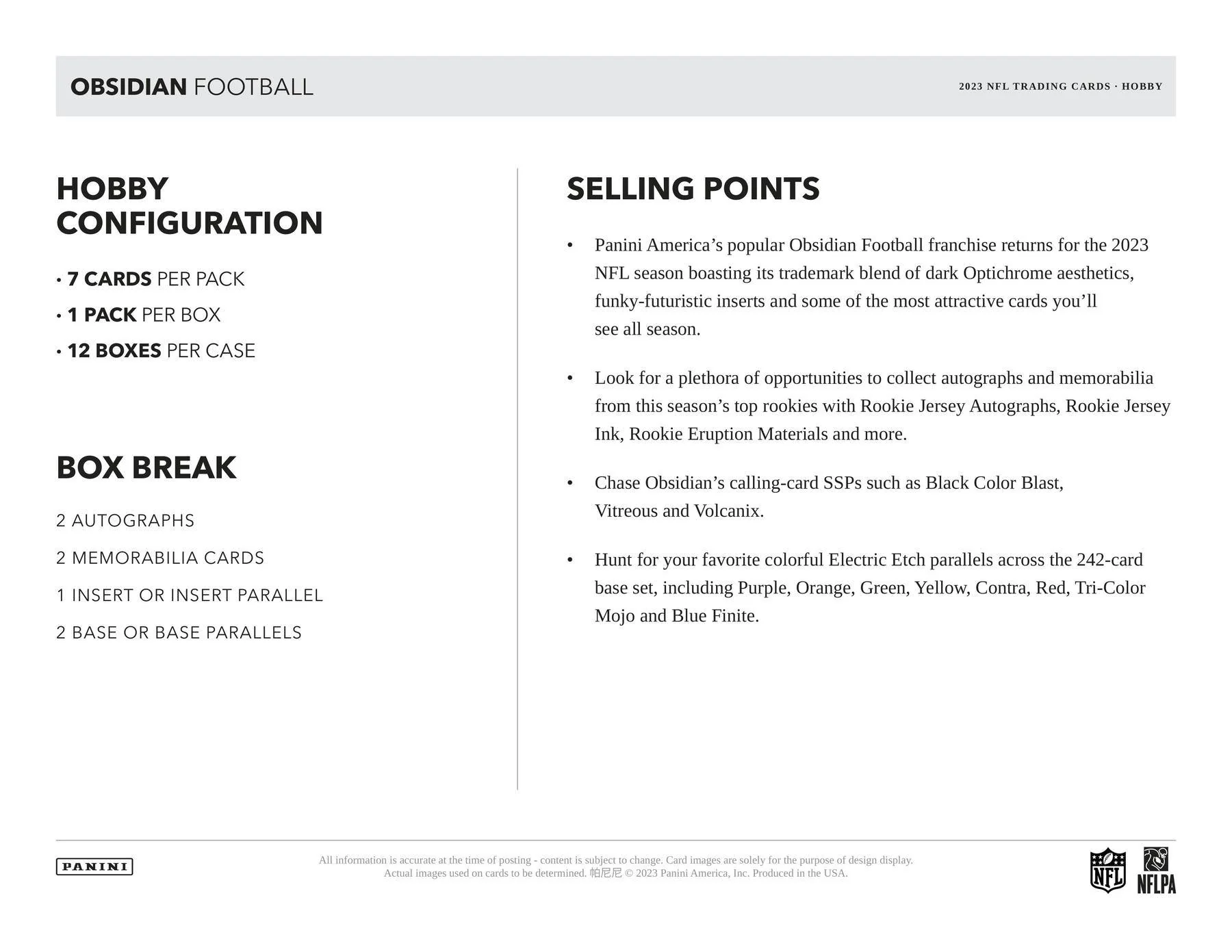 2023 Panini Obsidian Football Hobby Box - Image 6