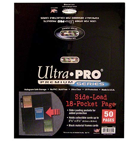 Ultra Pro 18-Pocket Platinum Side Load Page with Black Background